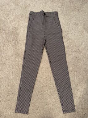 Zara Black & White Micro-Check Chinos